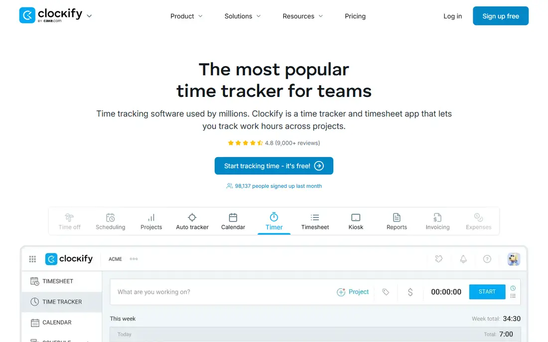 Clockify website
