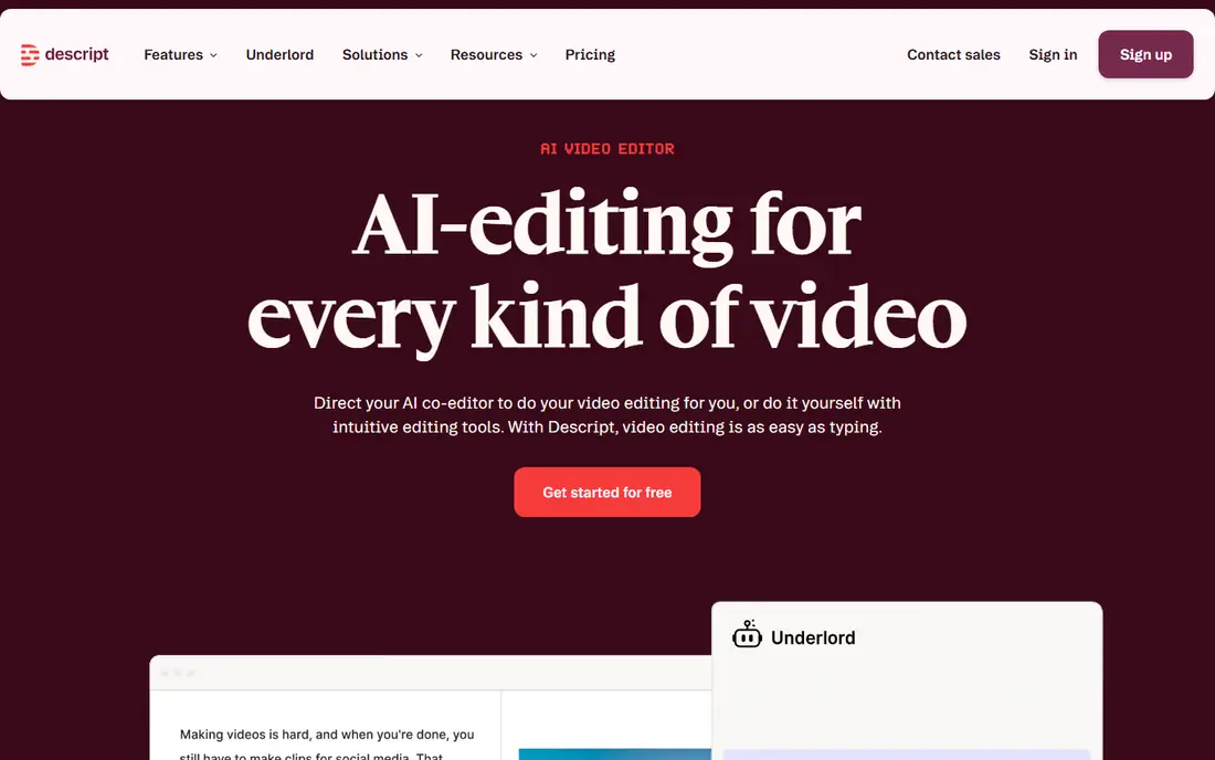 Descript website