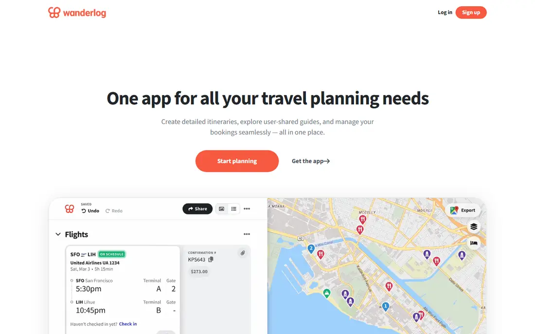 Wanderlog website