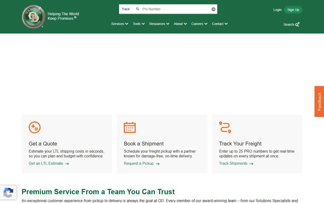 Old Dominion Freight Line website
