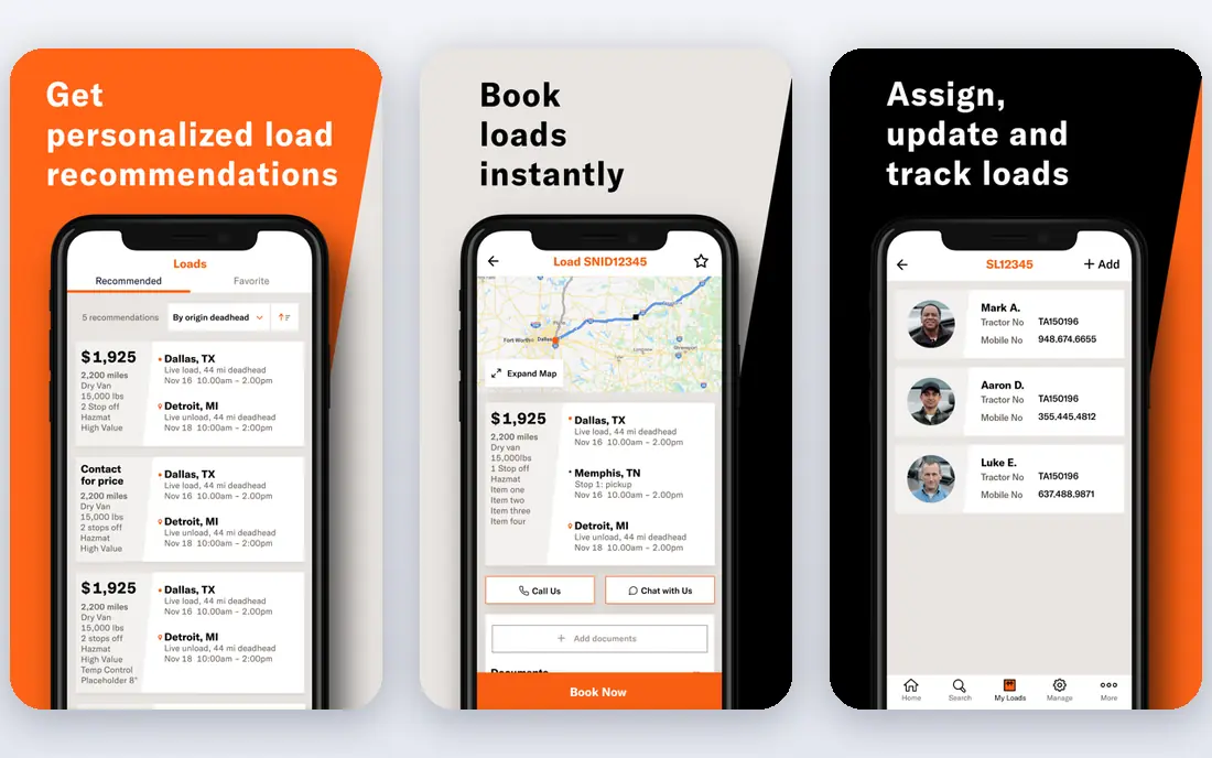 Schneider National app screenshots