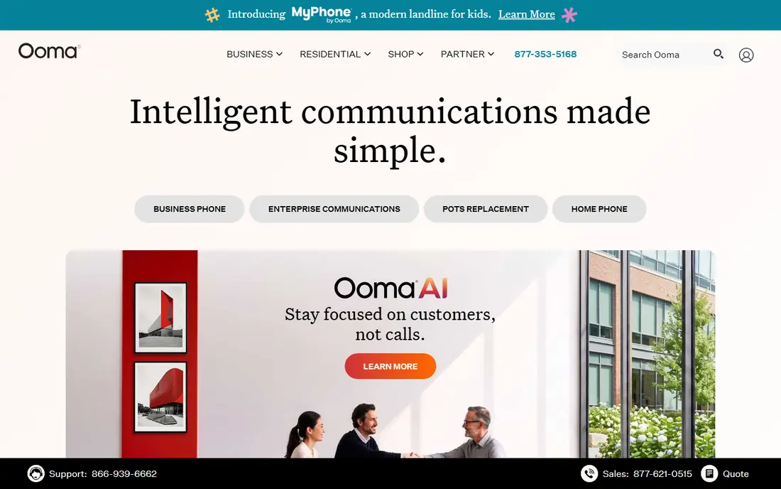 Ooma Telo website