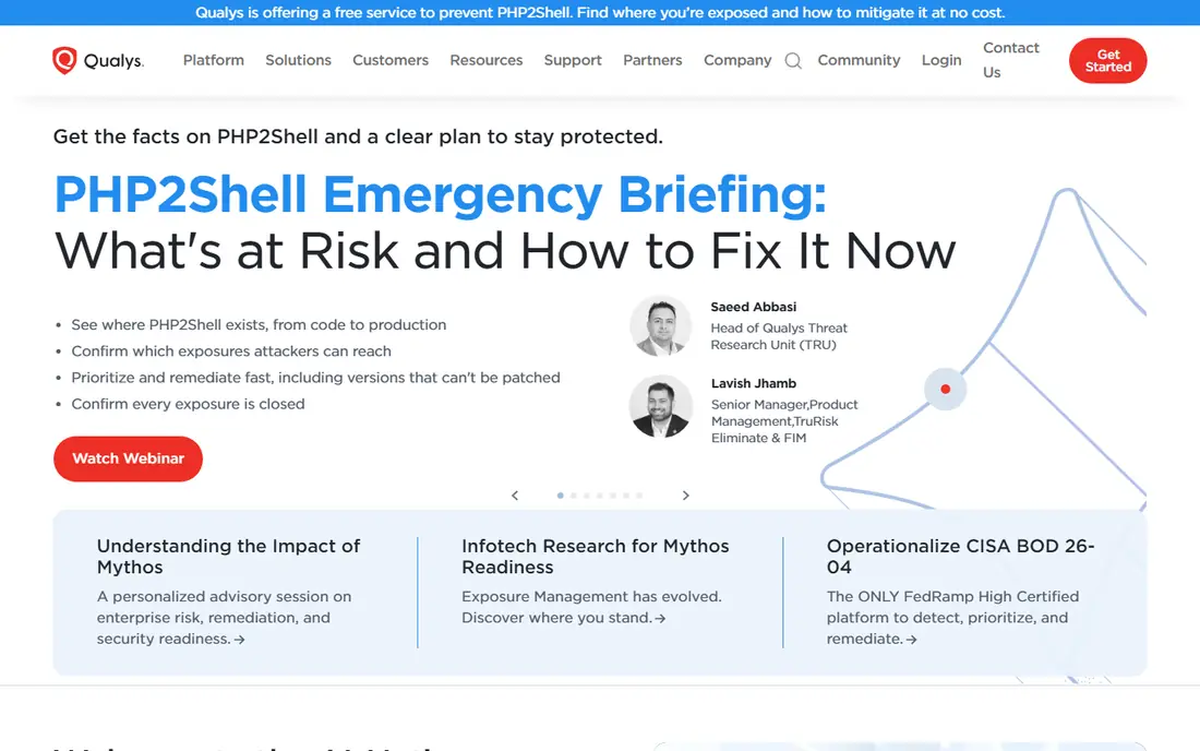 Qualys VMDR website