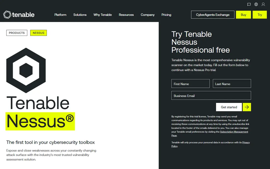 Tenable Nessus website