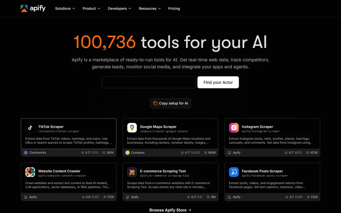 Apify website