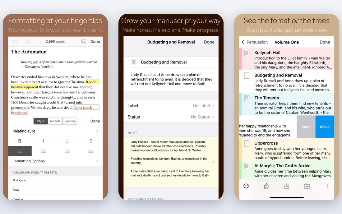 Scrivener app screenshots