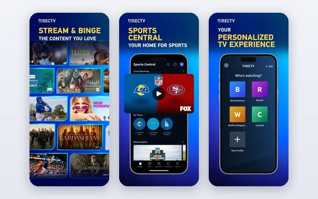 DIRECTV Stream app screenshots
