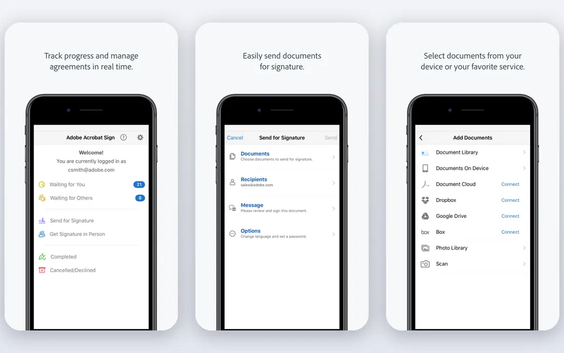 Adobe Acrobat Sign app screenshots
