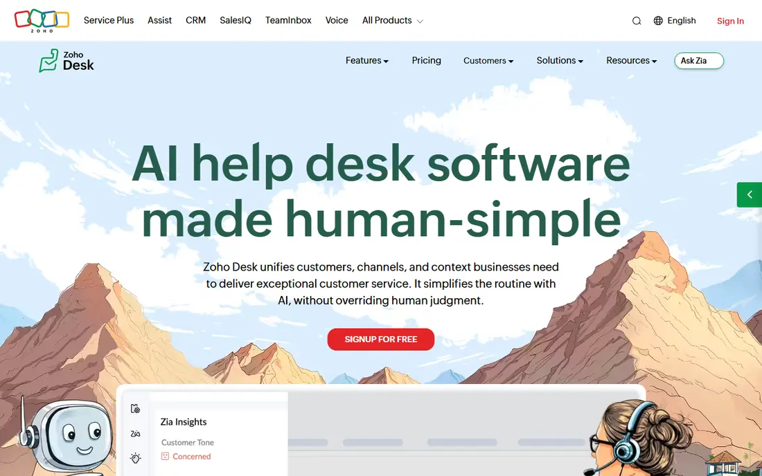 Zoho Desk website