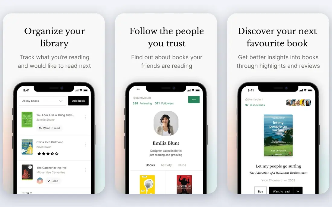 Literal app screenshots