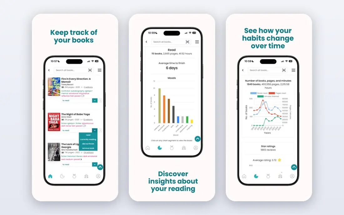 The StoryGraph app screenshots