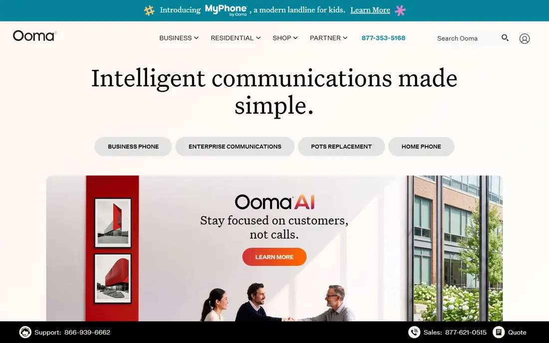 Ooma Office website