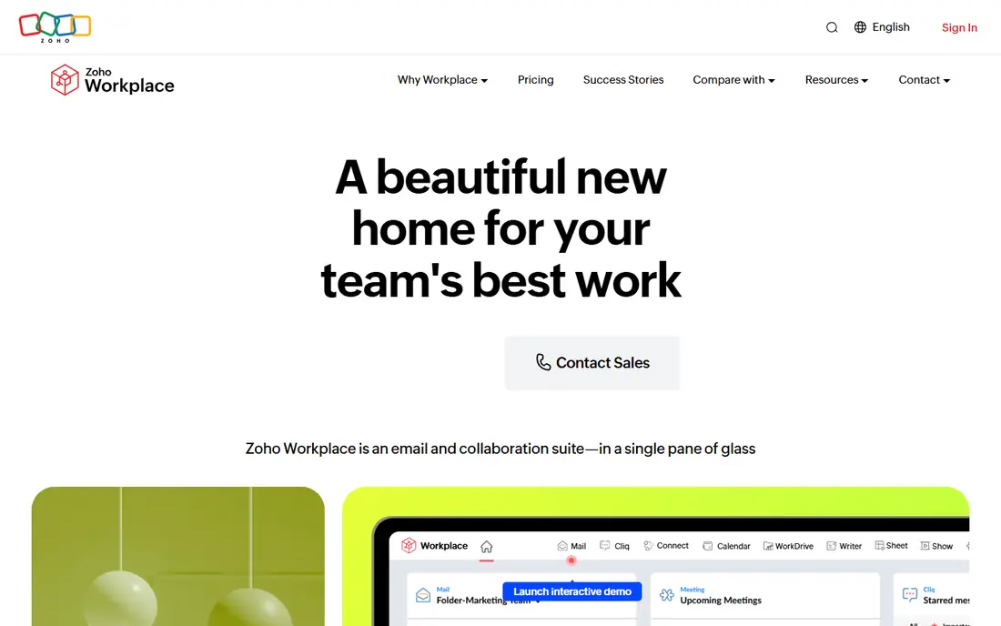 Zoho Workplace website