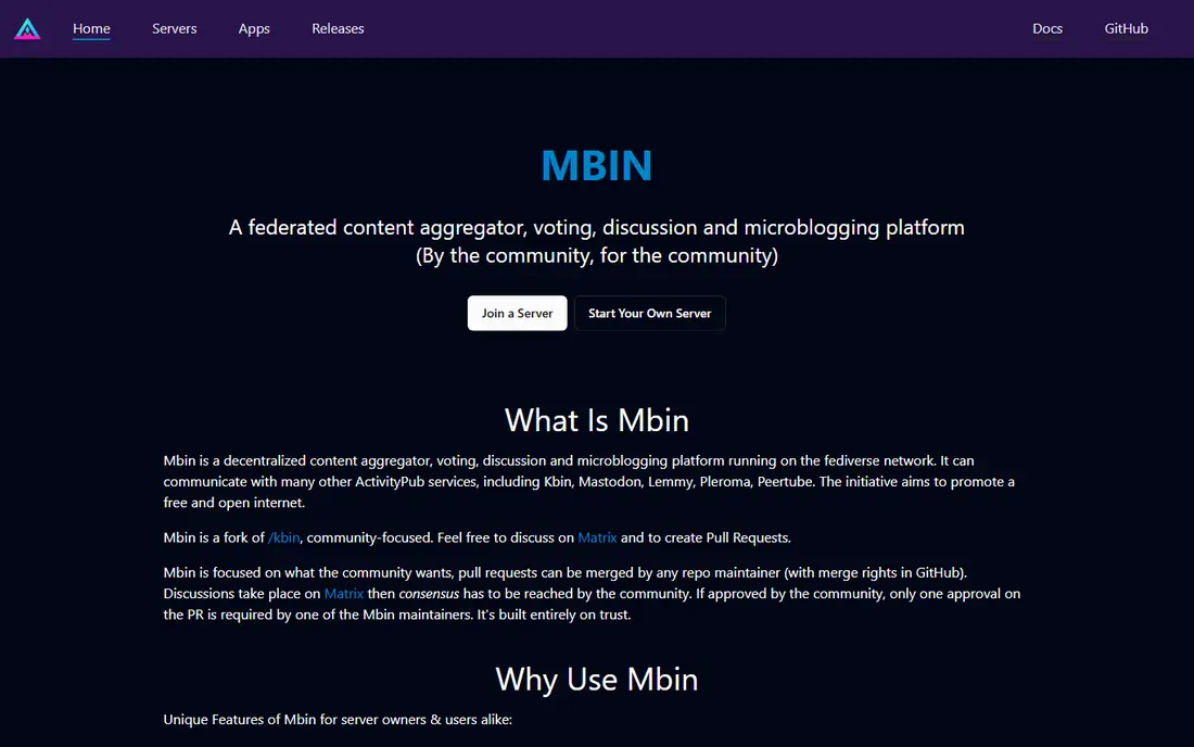 Mbin website