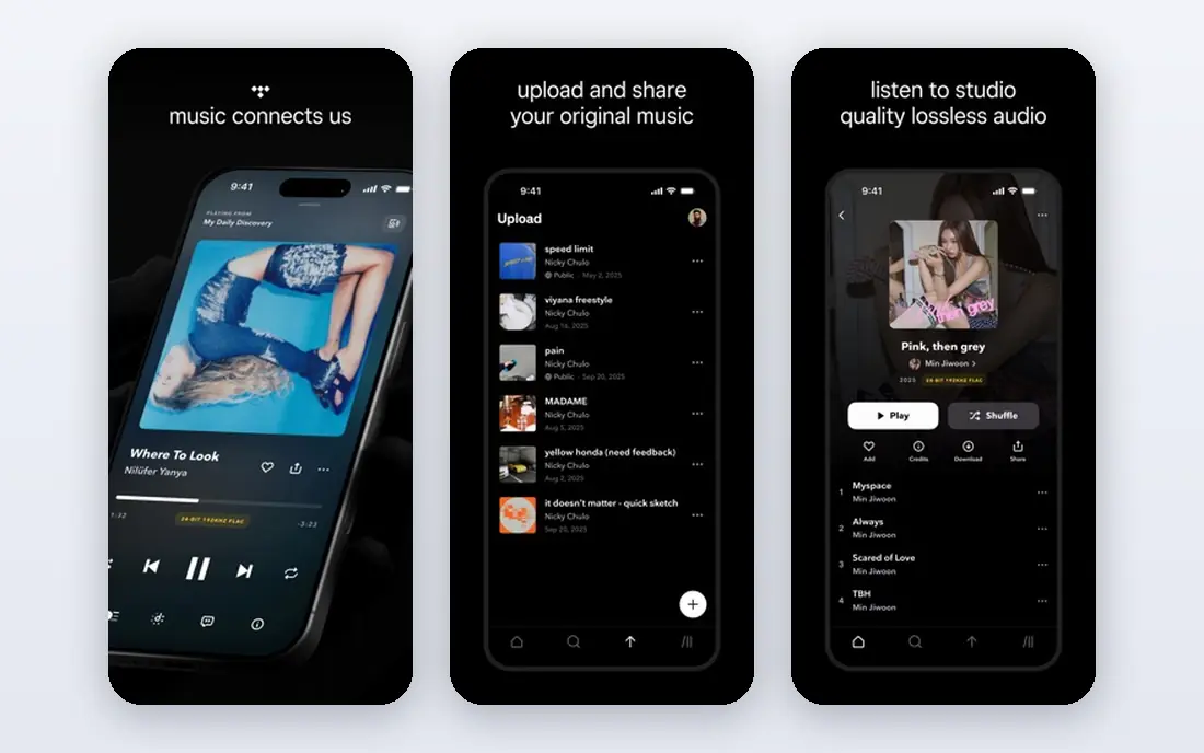 Tidal app screenshots