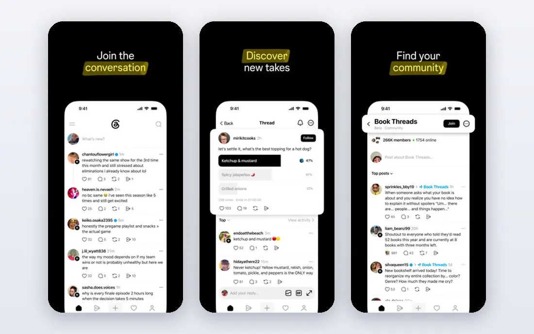 Threads app screenshots