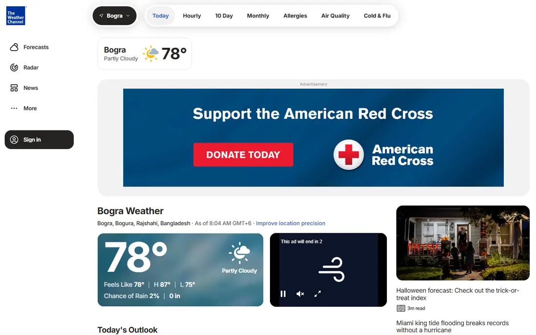 The Weather Channel website