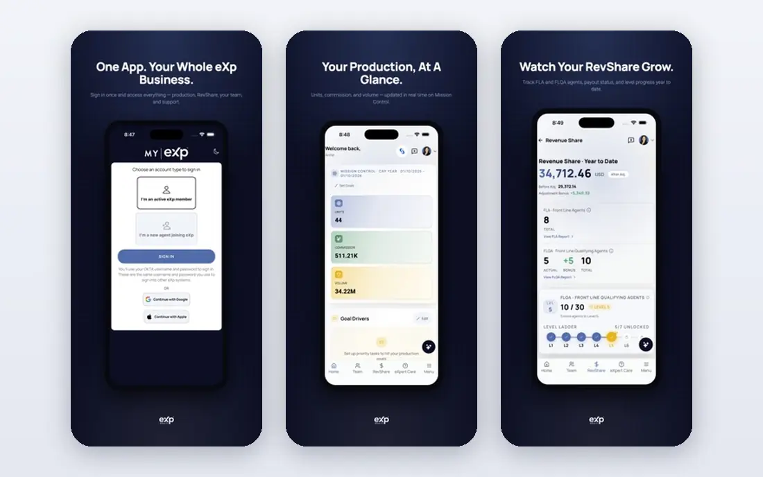 eXp Realty app screenshots